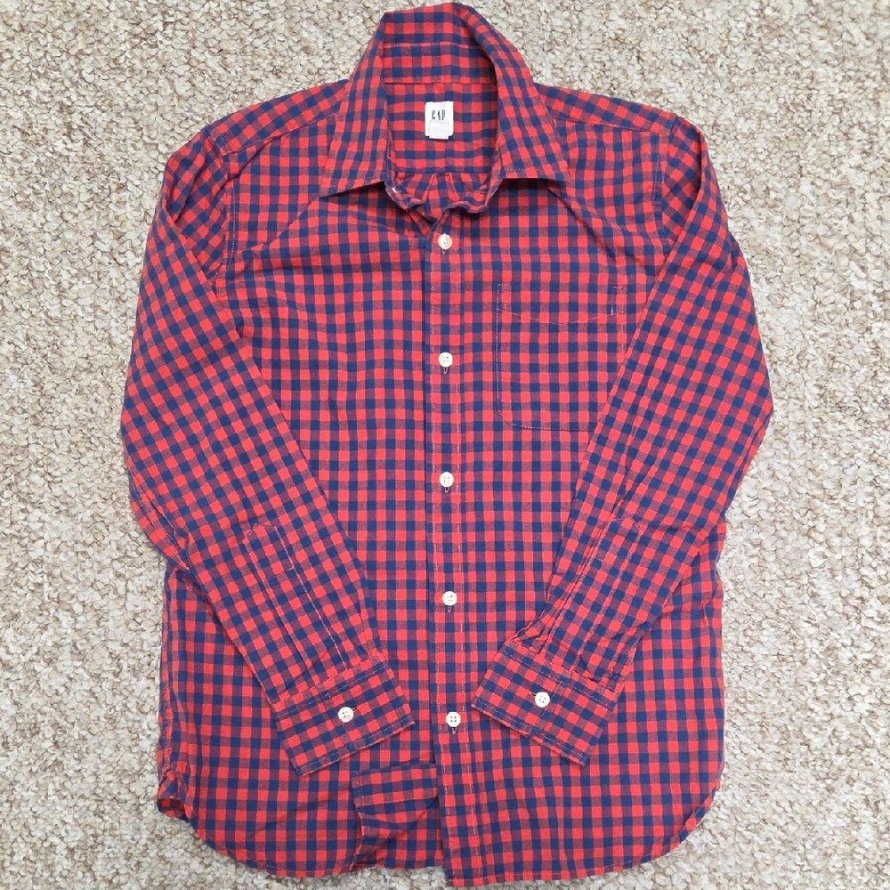 GAP Kids Red and Blue Plaid Button Down Shirt